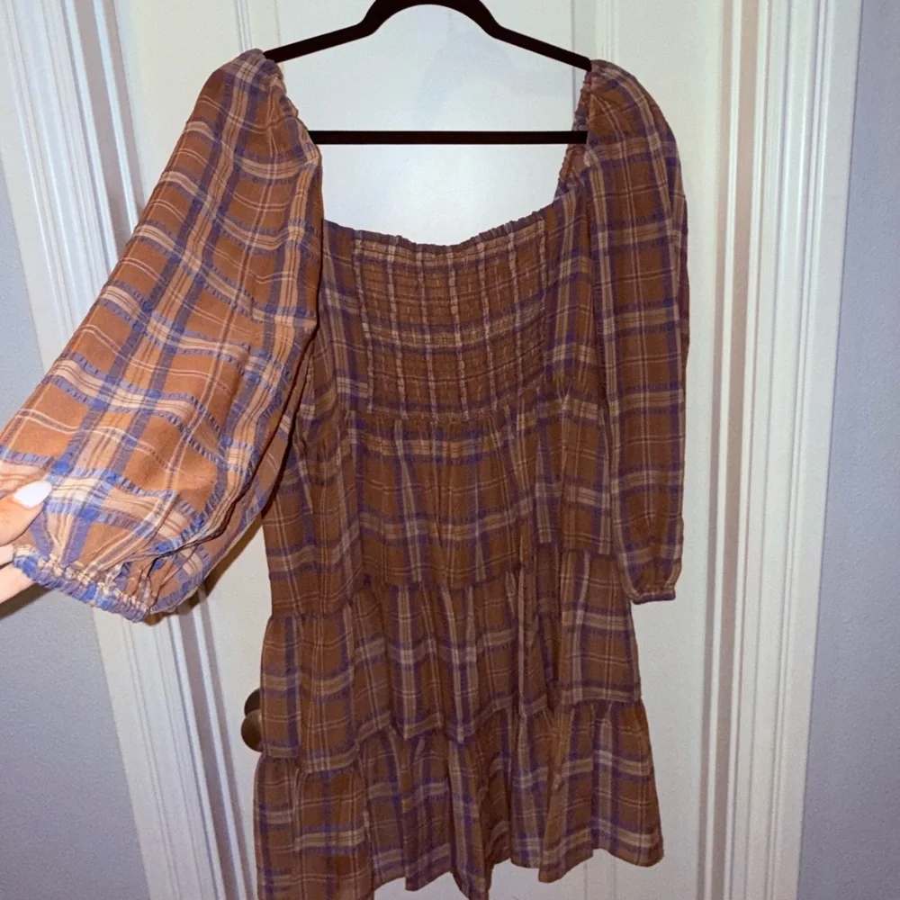 Gianni Bini Plaid Brown and Blue Dress— Bought from Dillards - Picture 7 of 9